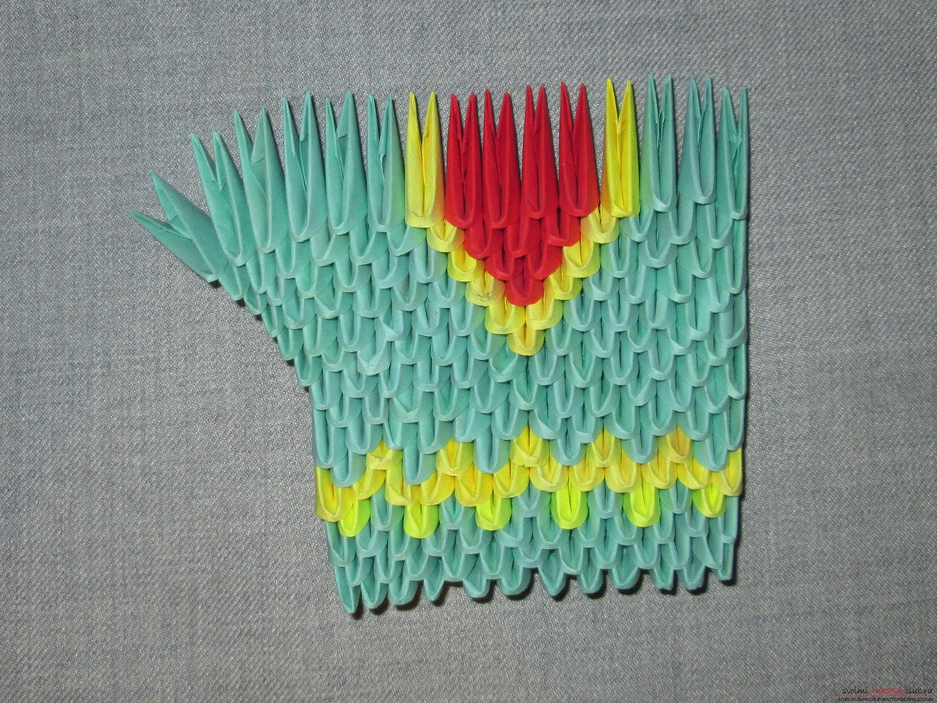 Мастер-класс оригами из модулей с пошаговой инструкцией изготовления варежки.. Фото №5